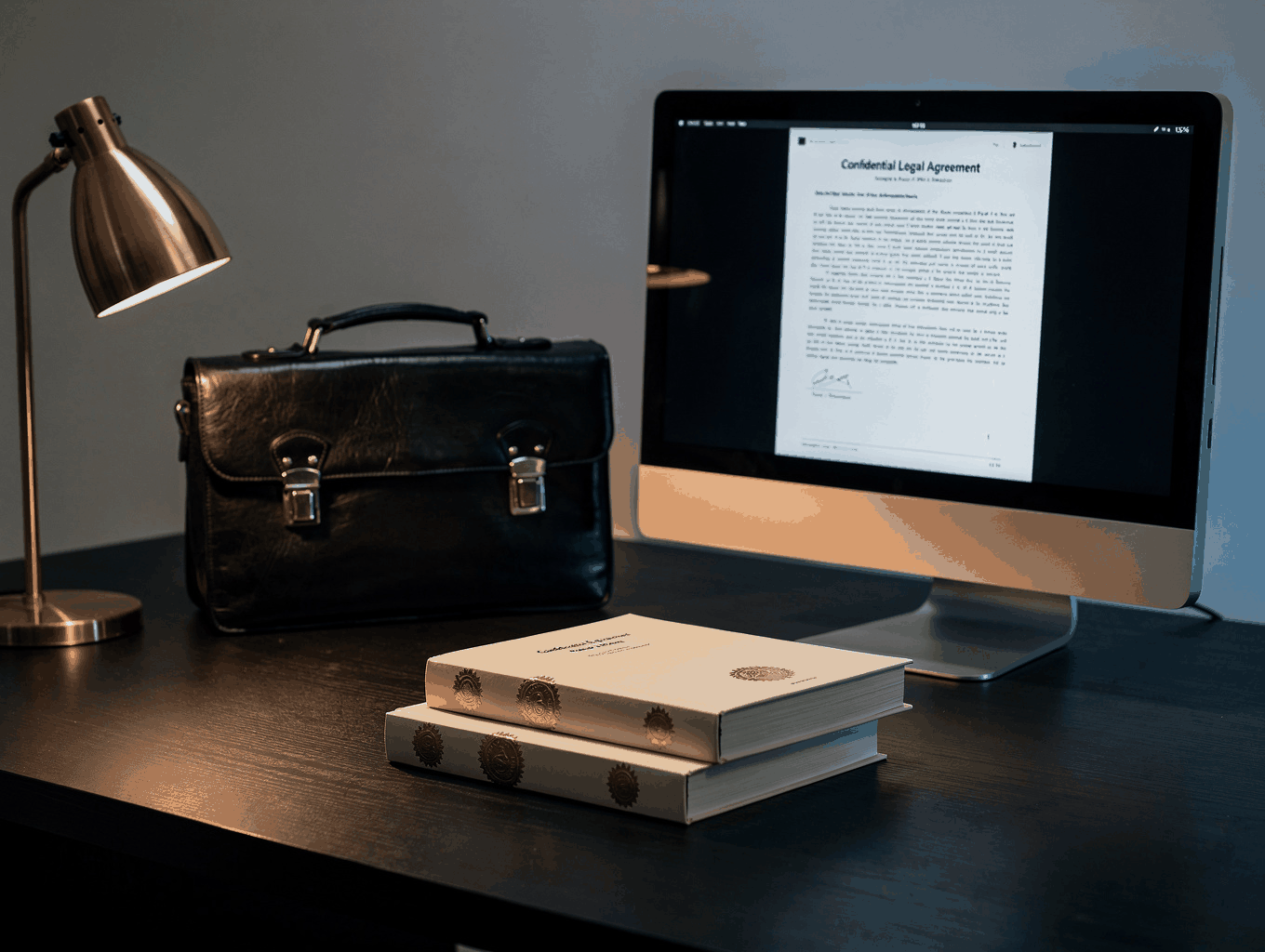 Professional legal document review on a clean modern desk